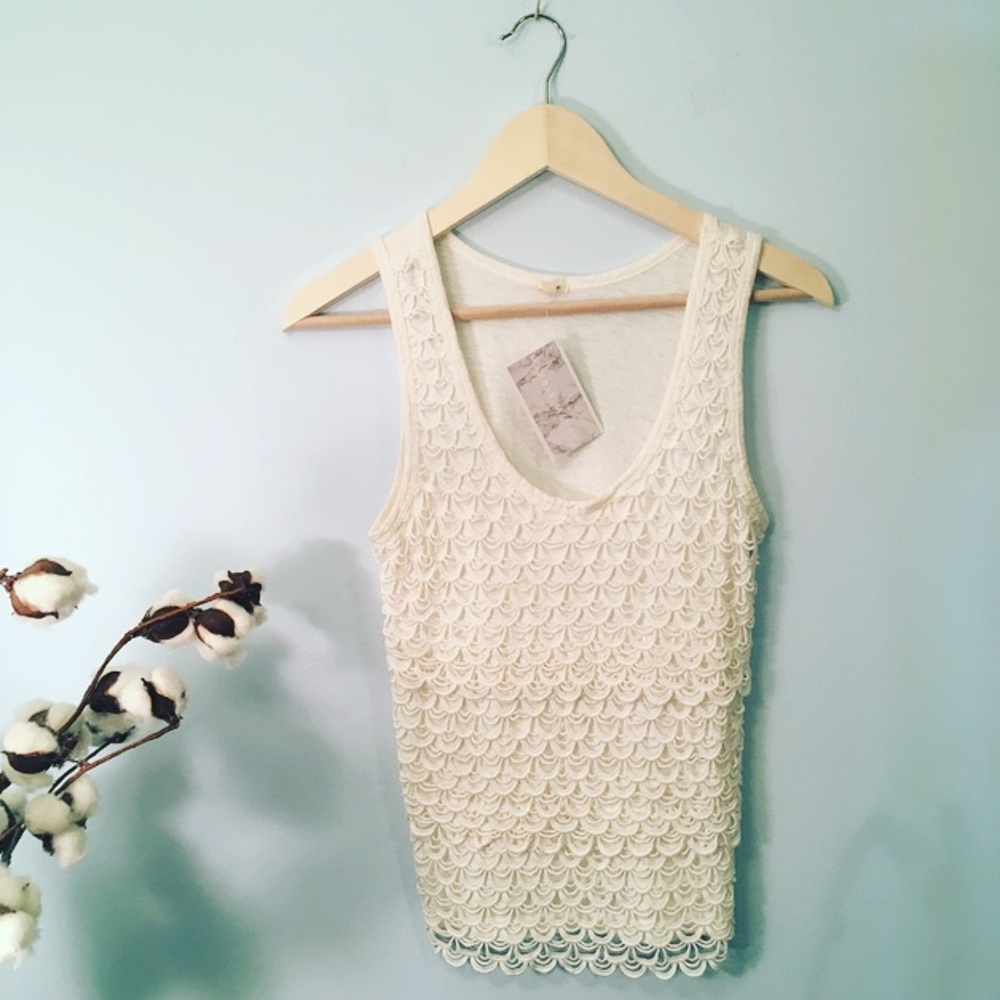 J. Crew authentic white fringe Tank soft Sz Small - Picture 2 of 7